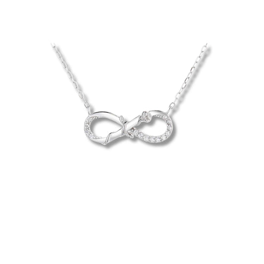 925 Sterling Silver Infinity Knot Necklace | Rhodium Plated Pendant with Cubic Zirconia