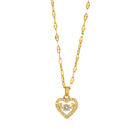 Fancy Gold Plated Dancing diamond heart lightweight gold plated Beautiful pendant chain