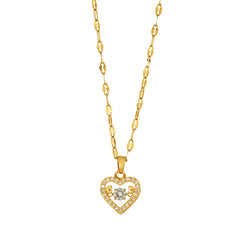 Fancy Gold Plated Dancing diamond heart lightweight gold plated Beautiful pendant chain