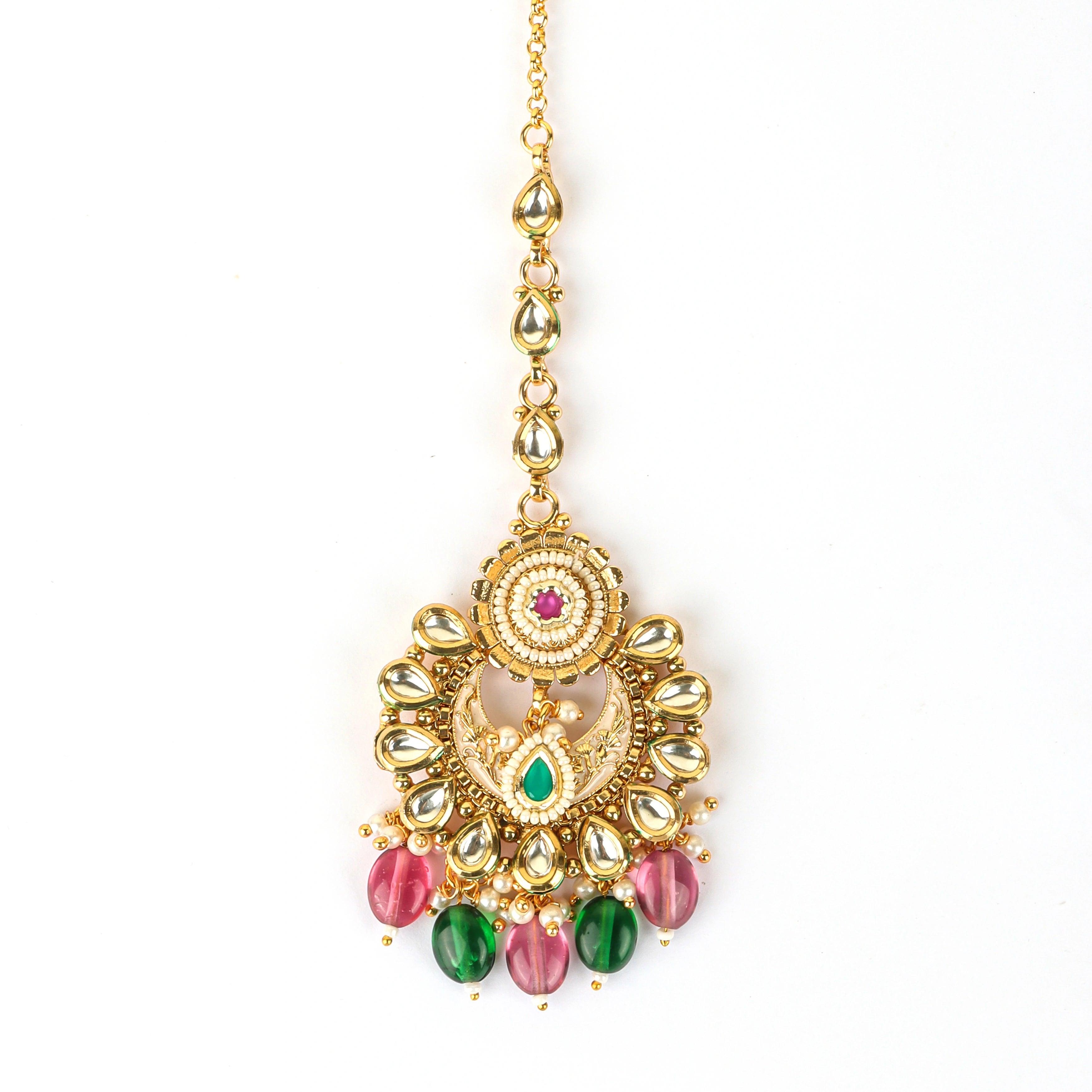 Majestic Kundan With Stone Rajwadi Mangtika - Rukhmani