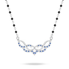925 Sterling Silver Rhodium Plated Blue Cubic Zirconia Infinity Design Mangalsutra for Women