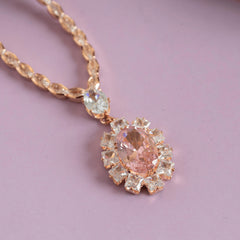 Set of pink diamond pendant and earring - Rukhmani
