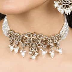 Heera Moti Choker Set with Earrings