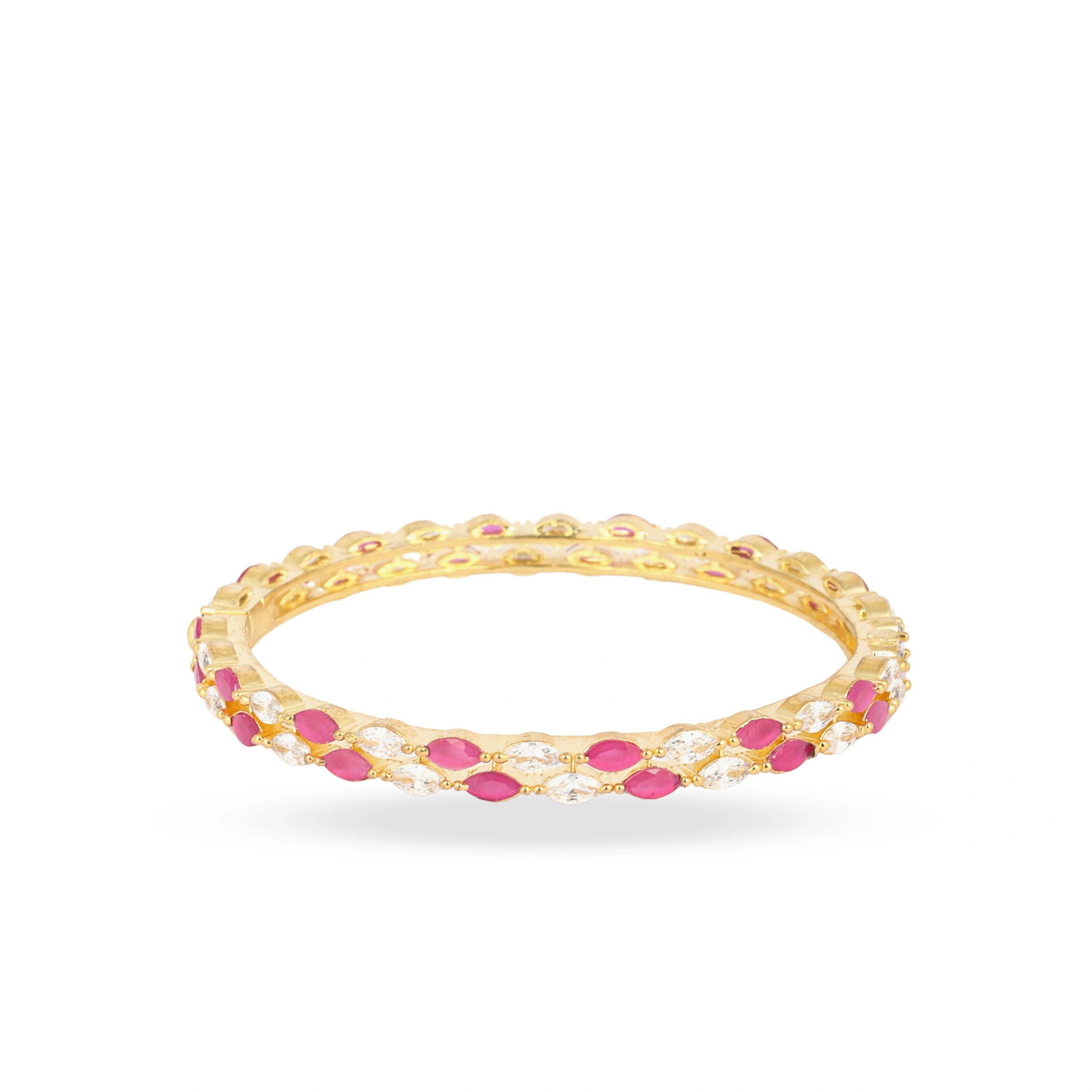 Excellent Design Duet Pink and White Diamond Bangles - Rukhmani