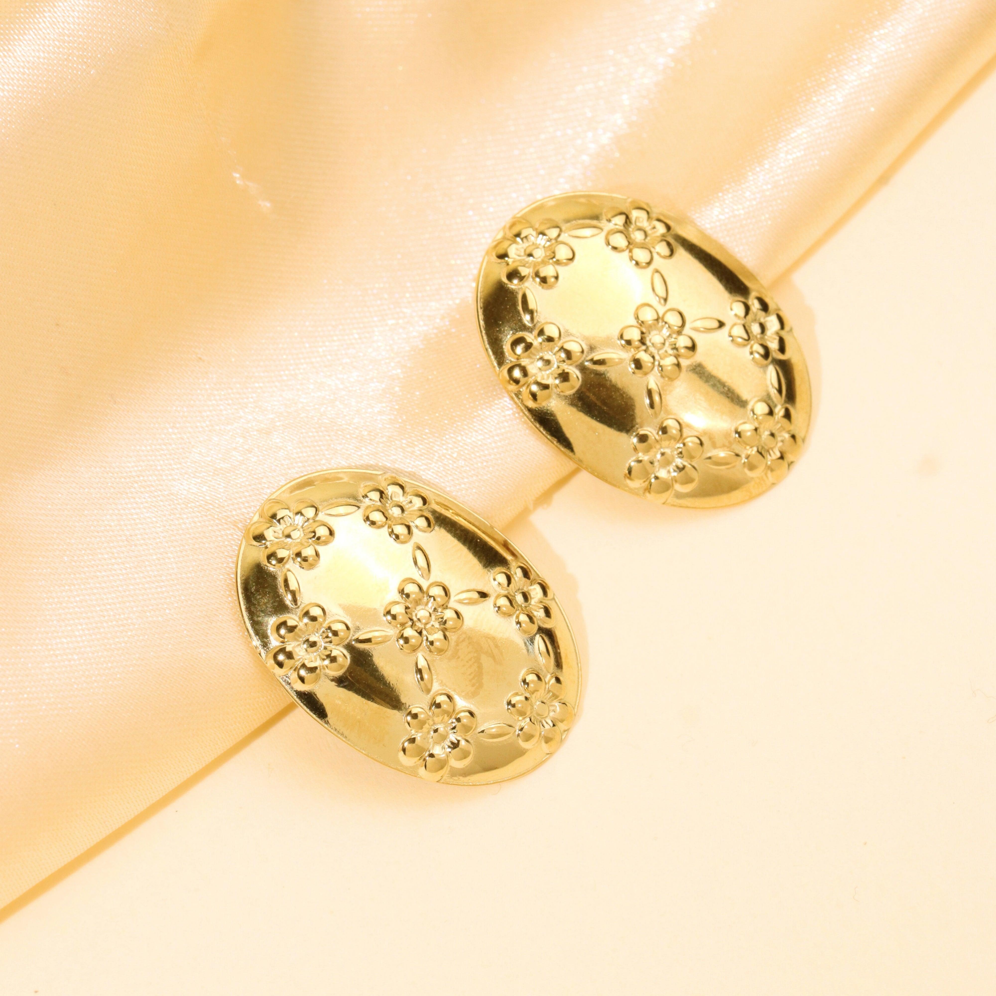 Chunky Texture Studs Gold Plated Earrings - Rukhmani