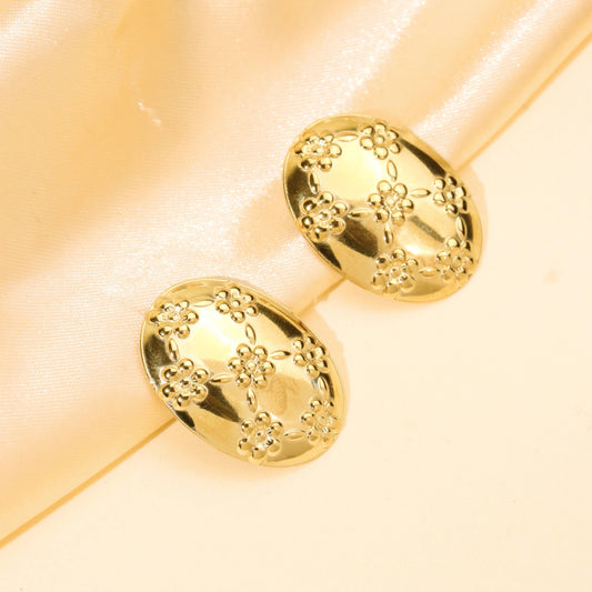 Chunky Texture Studs Gold Plated Earrings - Rukhmani