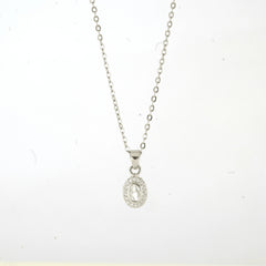Traditional Design Silver Plated Oval Shape Pendant
