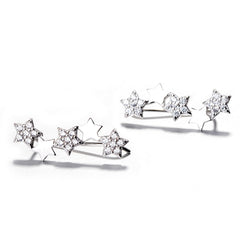 925 Sterling Silver Rhodium Plated Star Cluster Ear Cuffs with Cubic Zirconia