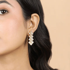 Modern Flow Diamond Gold Plated Necklace with Earrings - Rukhmani