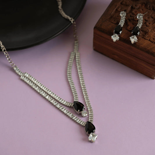 Fancy Spinel Diamond Pendant Necklace Set with Earrings - Rukhmani
