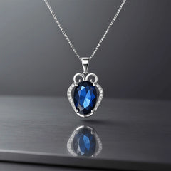 Oval Blue Stone Pendant in 925 Sterling Silver