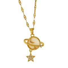 Latest Design Gold Plated Mother of Pearl Star Pendant Chain