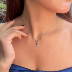 Cartoon Heart Link Chain 925 Silver Cubic Zircon Necklace - Girls