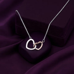 925 Sterling Silver Interlocking Hearts Necklace | Rose Gold & Rhodium Plated with Cubic Zirconia