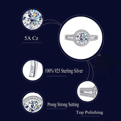925 Sterling Silver Luxurious Bridal Wedding Ring for Women