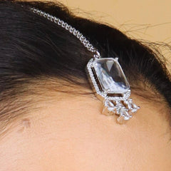 Dazzle Drape American Diamond Layered Necklace With Earrings and Bindi - Rukhmani