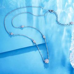 Shimmering Round Cut Cubic Zirconia Necklace & Earrings Set