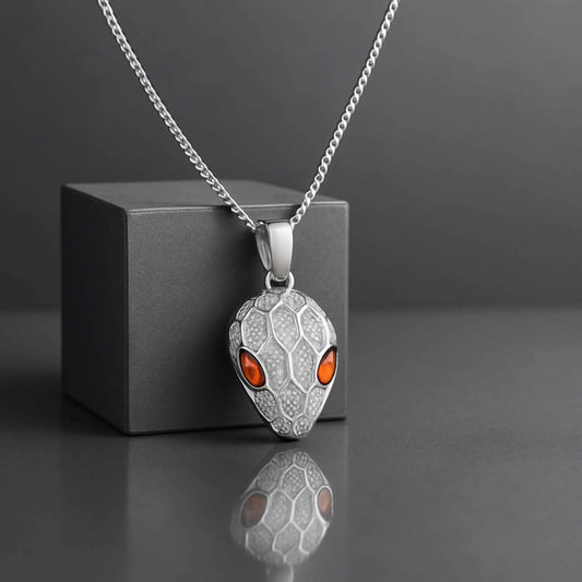 Textured Snake Head Pendant in 925 Sterling Silver