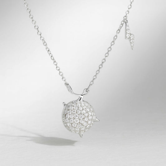 925 Sterling Silver Turtle Pendant Necklace | Rhodium Plated with Cubic Zirconia