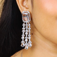 Dazzle Drape American Diamond Layered Necklace With Earrings and Bindi - Rukhmani
