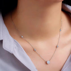 Shimmering Round Cut Cubic Zirconia Necklace & Earrings Set