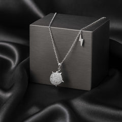 925 Sterling Silver Turtle Pendant Necklace | Rhodium Plated with Cubic Zirconia
