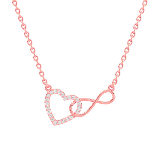 Women's Infinity Love Heart Necklace - Rose Gold Stainless Steel Pendant