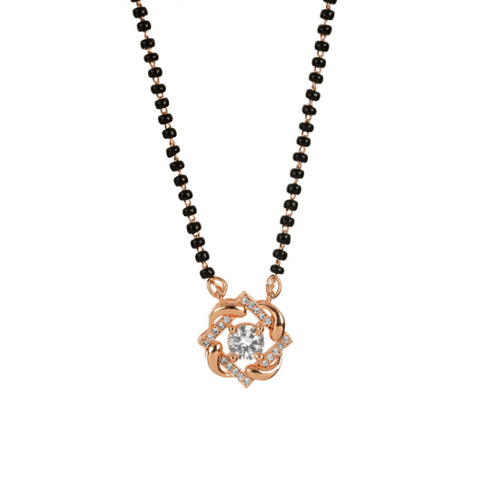 Premium Square Design Gold Polished Black Beads Short Mangalsutra