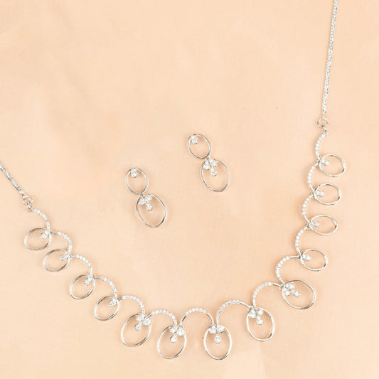 Celestial Diamond Necklace with Earrings - Rukhmani