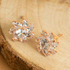 Traditional Rose Gold Plated American Diamond Necklace Set With Earrings