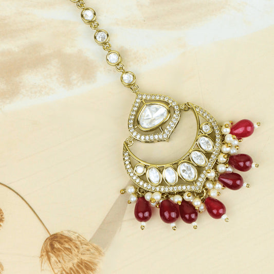 Excellent Traditional Red Kundan Mangtika