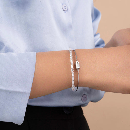 Adjustable uniquely design Silver plated Bracelet - Rukhmani