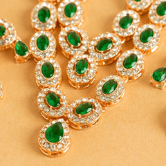 American Green Diamond Fancy Designer Beautiful Necklace Set with Earrings and Bindi - Rukhmani