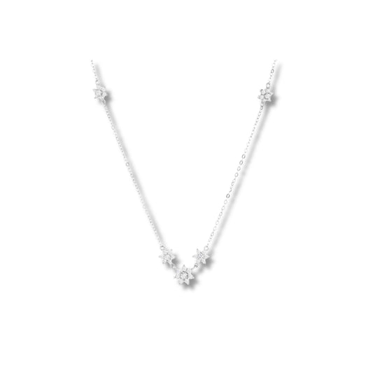 925 Sterling Silver Star Necklace | Rhodium Plated with Cubic Zirconia