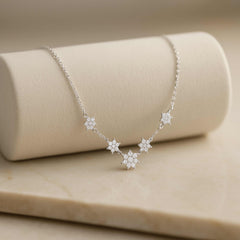 925 Sterling Silver Star Necklace | Rhodium Plated with Cubic Zirconia
