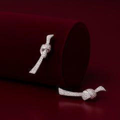 925 Sterling Silver Rhodium Plated Knot Design Ear Cuffs with Cubic Zirconia