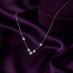 925 Sterling Silver Star Necklace | Rhodium Plated with Cubic Zirconia