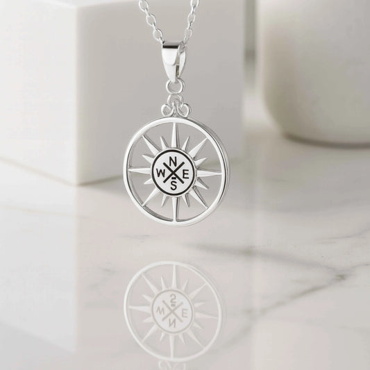 Sun Compass Pendant in 925 Sterling Silver