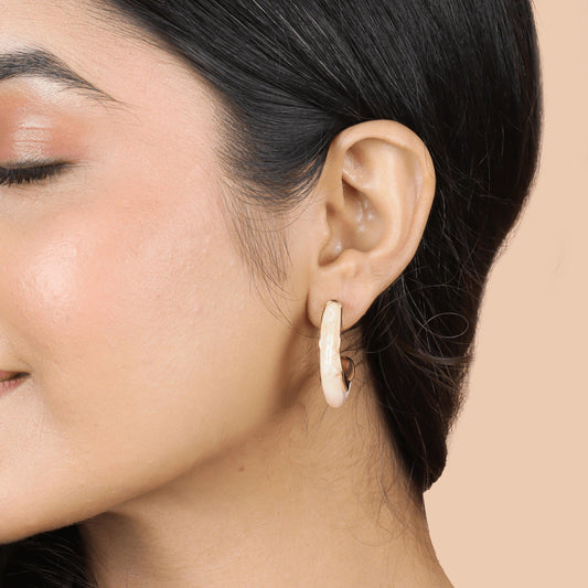 Fancy Design Gold Plated Modern Hoops Earrings - Rukhmani