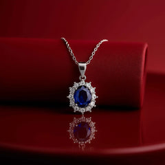 Oval Sky Blue Stone Pendant in 925 Sterling Silver