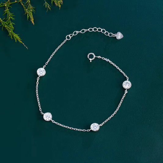 925 Sterling Silver Cross Design Zircon Bracelet (SB035)