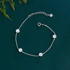 925 Sterling Silver Cross Design Zircon Bracelet (SB035)