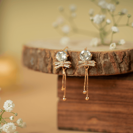 Gold Plated Fancy Glam Diamond Drop Earrings - Rukhmani