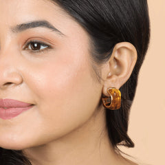 Gold Plated Design Fire Opal Hoop Earrings - Rukhmani