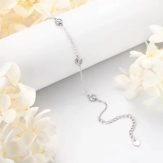 925 Sterling Silver Cross Design Zircon Bracelet (SB035)