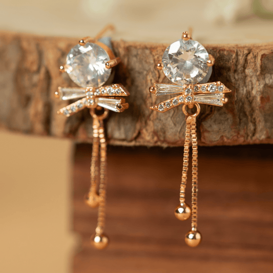 Gold Plated Fancy Glam Diamond Drop Earrings - Rukhmani