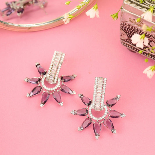 Velvet Shine Pink Stone Earrings - Rukhmani