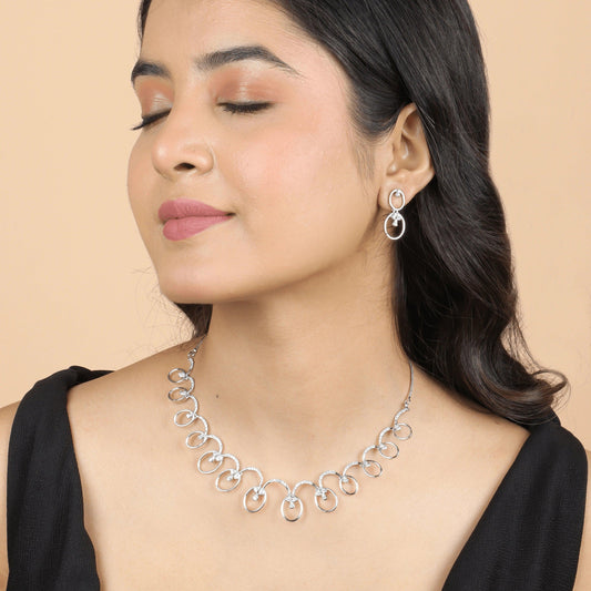 Celestial Diamond Necklace with Earrings - Rukhmani