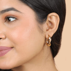 Gold Plated Fancy Twisted Hoops Earrings - Rukhmani
