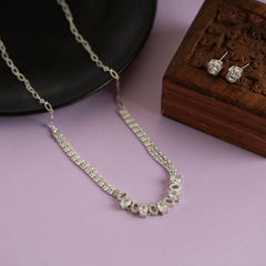 Real Fancy Diamond Necklace Set with Earrings - Rukhmani